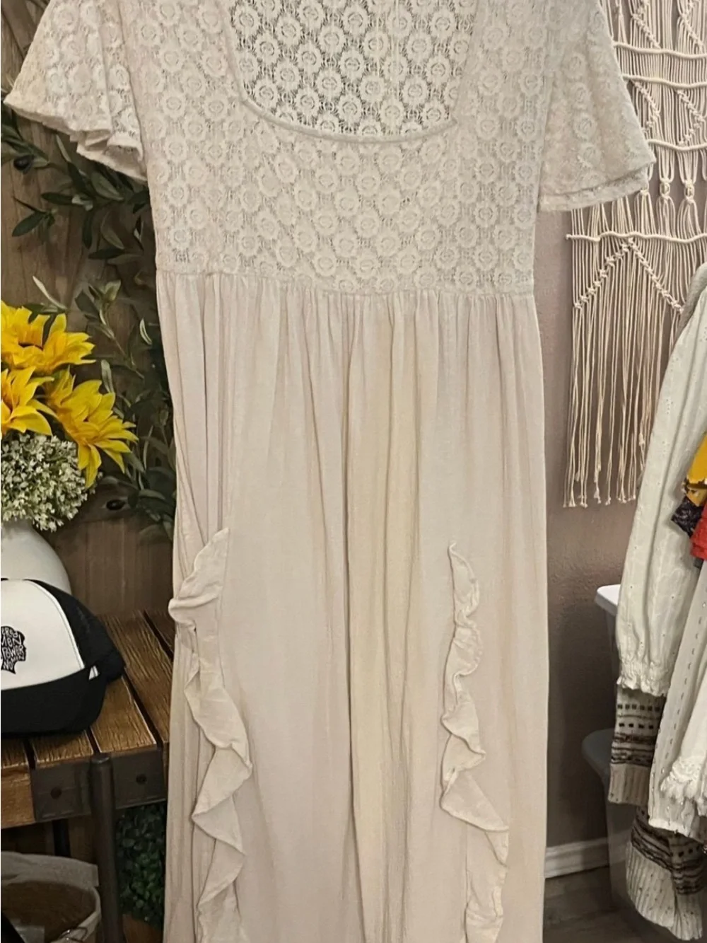 Boho Lace Bodice Maxi Dress in Cream-Free People Bring the Romance Dress